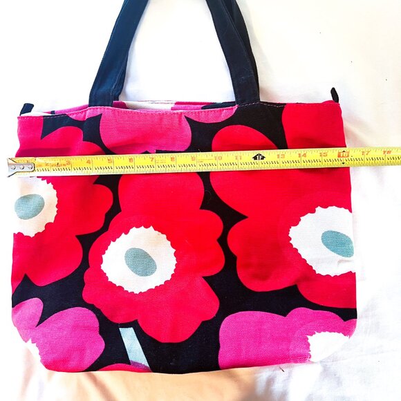 Marimekko Tote Poppy Breast Cancer Awareness Red Black Green Canvas Bag - Picture 8 of 14
